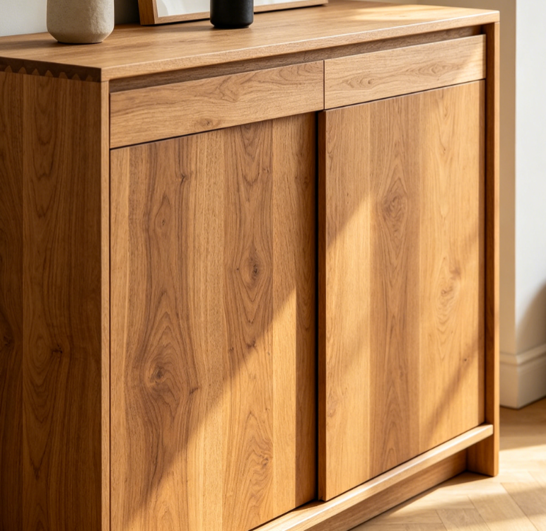 Modern Oak Entryway Storage Cabinet